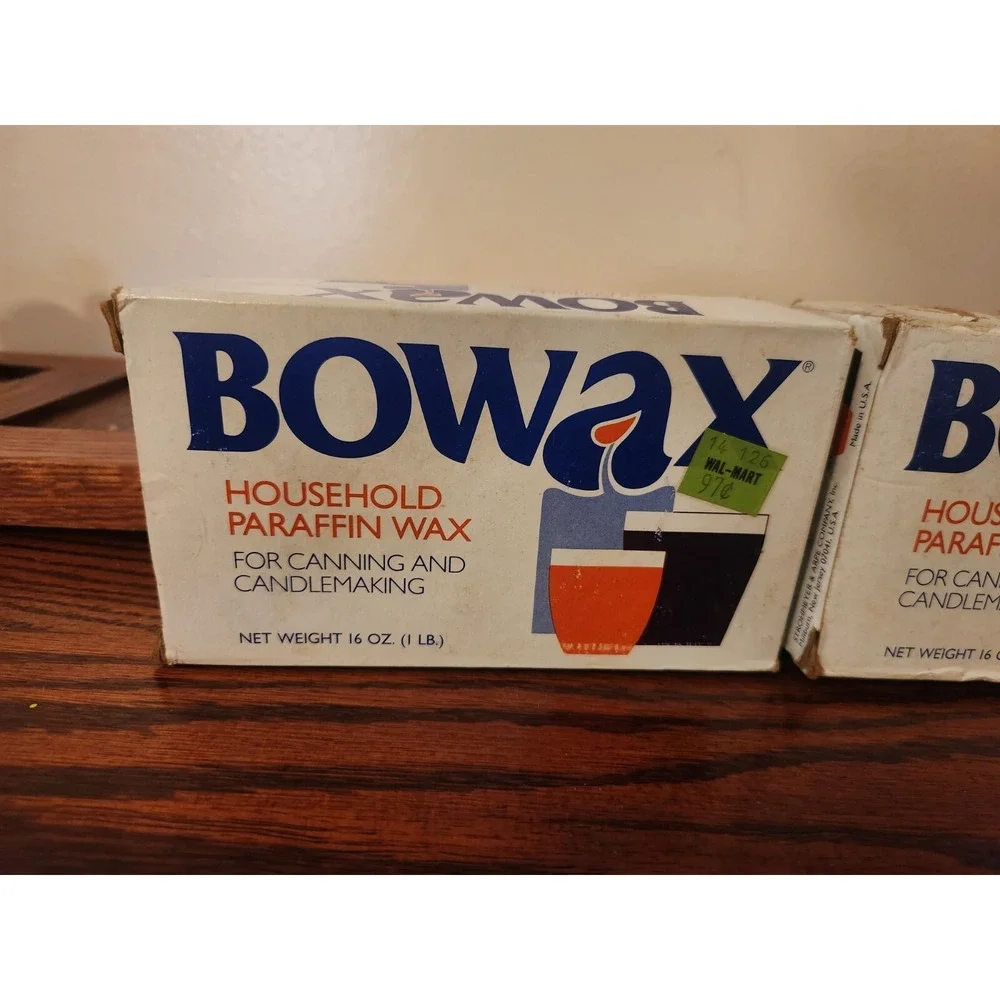 NOS (2) Vintage BOWAX 16 OZ.Household Paraffin‎ Wax Canning Candle Making-USA